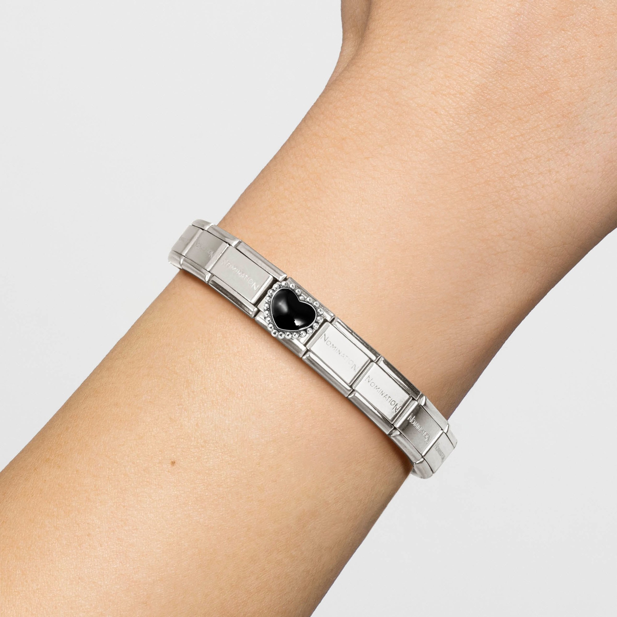 Nomination CLASSIC Element - oxidiertes Sterling Silber - Emaille - Gewölbtes Herz - Schwarz – Ansicht 3