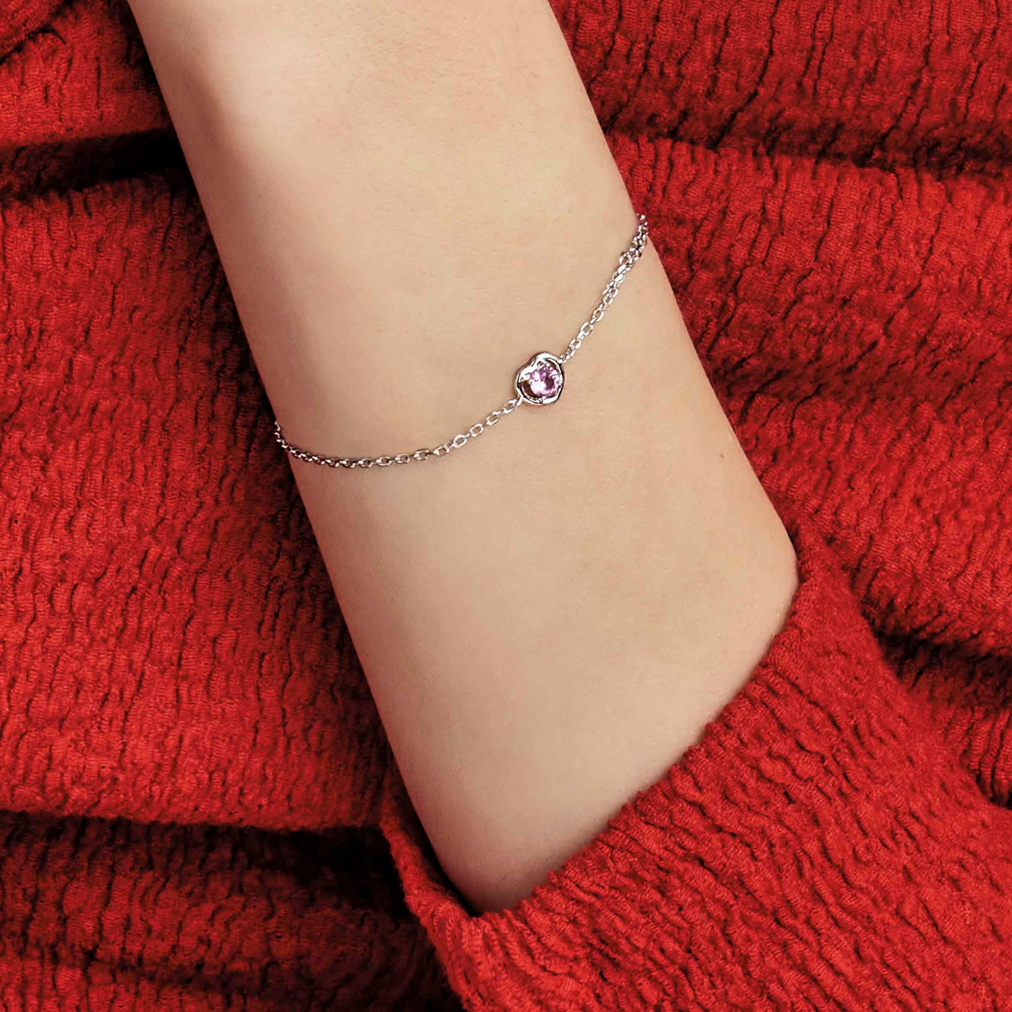 Nomination COSMICLOVE Armband aus Sterling Silber - farbigem Zirkonia - Herz - ROSA - 15-19 cm verstellbar – Ansicht 2