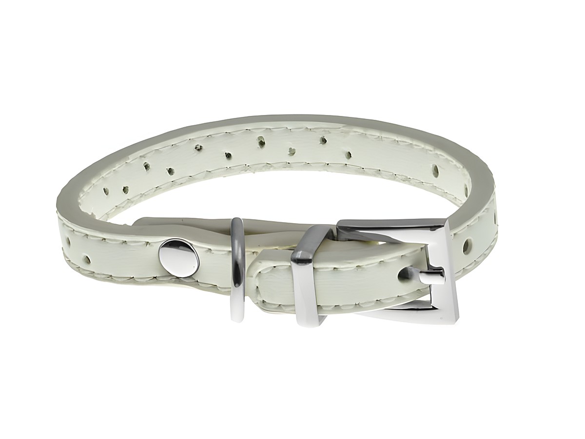 Lederarmband in Weiß aus echtem Leder, verstellbar von 16,5 bis 21,5 cm, mit silberner Schnalle, Hersteller Juwelier Harnisch, geeignet für modische Akzente im Alltag.