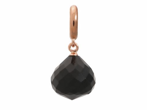 Schwarzer Love Drop Charm von Endless in Roségold mit funkelndem, facettiertem schwarzen Crystal. Ideal für individuelle Schmuckkreationen und stilvolle Akzente.