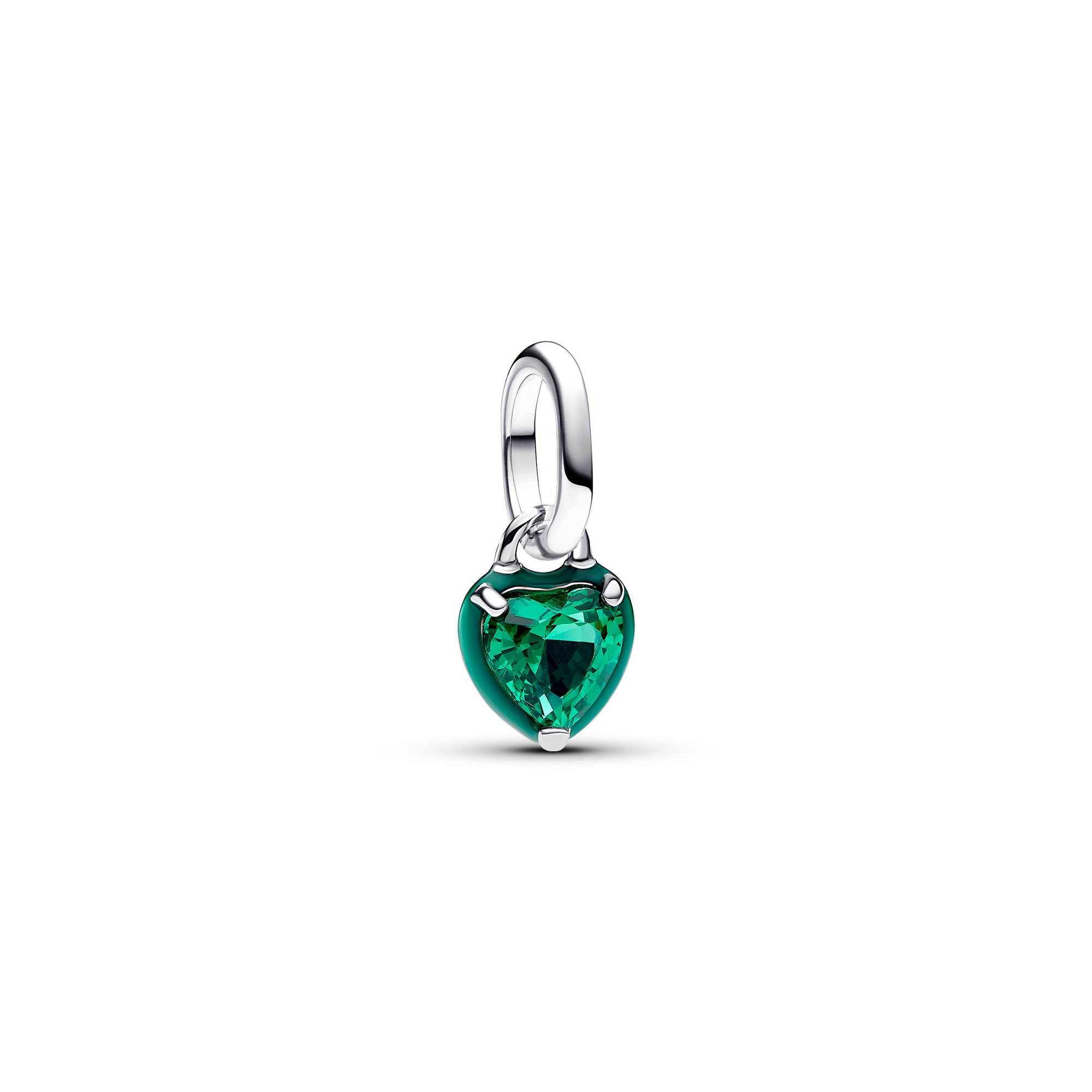 Pandora ME Grünes Chakra-Herz Mini-Charm-Anhänger - Sterling Silber - Zirkonia + Emaille Grün