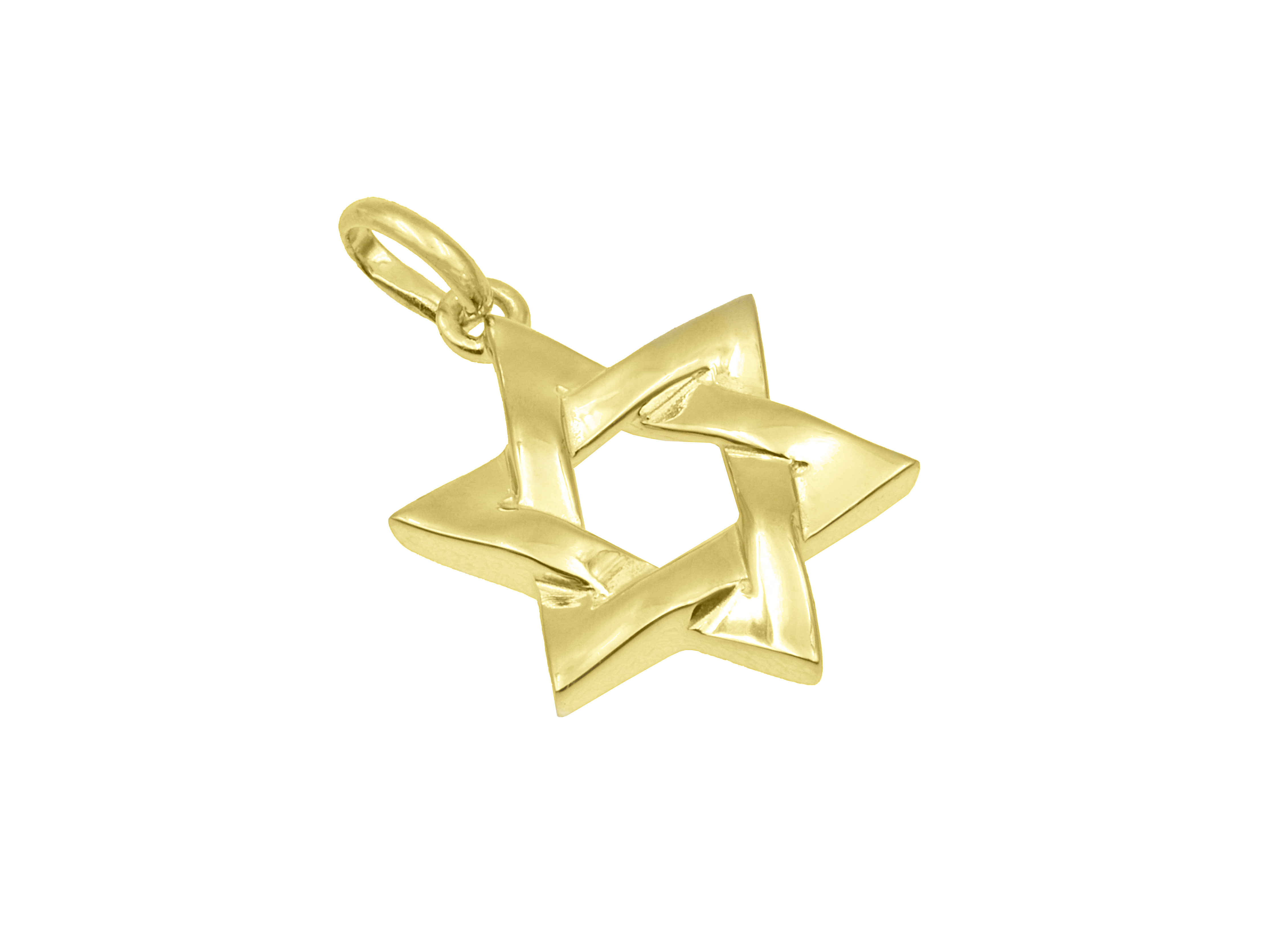 Anhänger Davidstern - Sterling Silber Gelbgold Vergoldung - 18 mm Anhänger in Form eines Davidsterns aus Sterling Silber mit Gelbgold-Vergoldung, Durchmesser 18 mm, hergestellt von Juwelier Harnisch, präsentiert sich als stilvolles Schmuckstück.