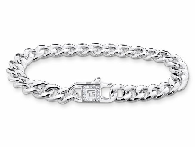Sterling Silber Armband von Thomas Sabo A2033-051-14-L16 mit Zirkonia in weiß, filigrane Glieder und eleganter Verschluss, 16 cm lang, stilvolle Verzierung für jedes Handgelenk.