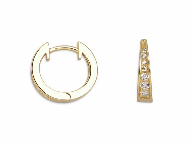 Xenox Sterling Silber Ohrringe XS8659G in Gelbgold Vergoldung, elegante Creolen mit funkelnden Zirkonia, stilvoll und modern für jeden Anlass.
