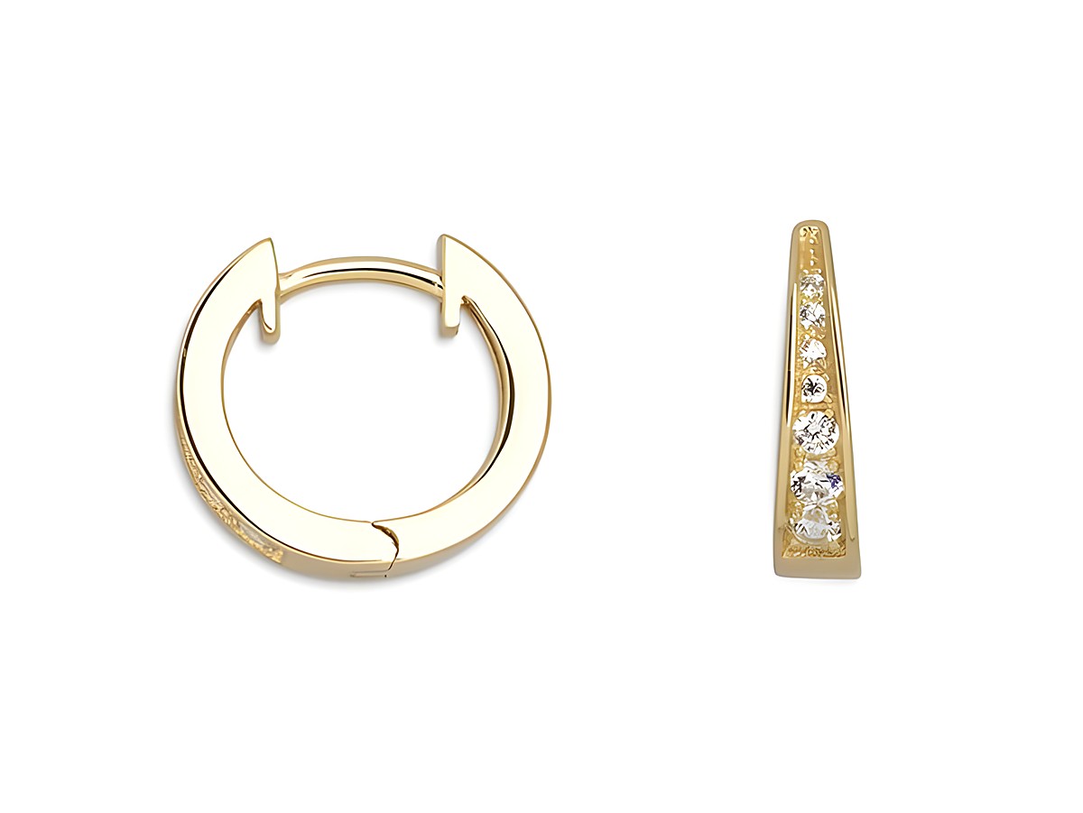 Xenox Sterling Silber Ohrringe XS8659G in Gelbgold Vergoldung, elegante Creolen mit funkelnden Zirkonia, stilvoll und modern für jeden Anlass.