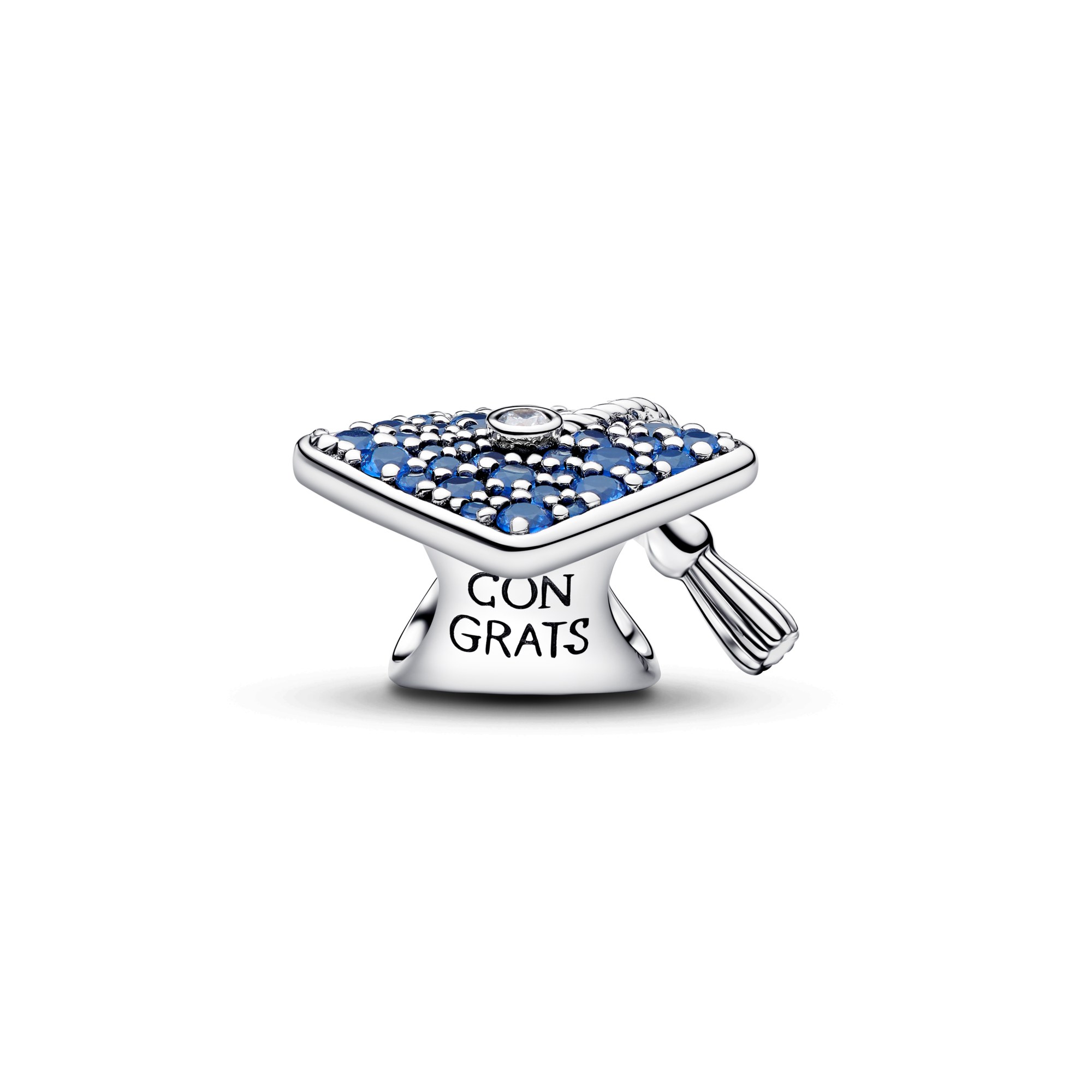 Pandora blaue Absolventenmütze 2026 Charm - Sterling Silber - Steinmix Blau – Ansicht 3