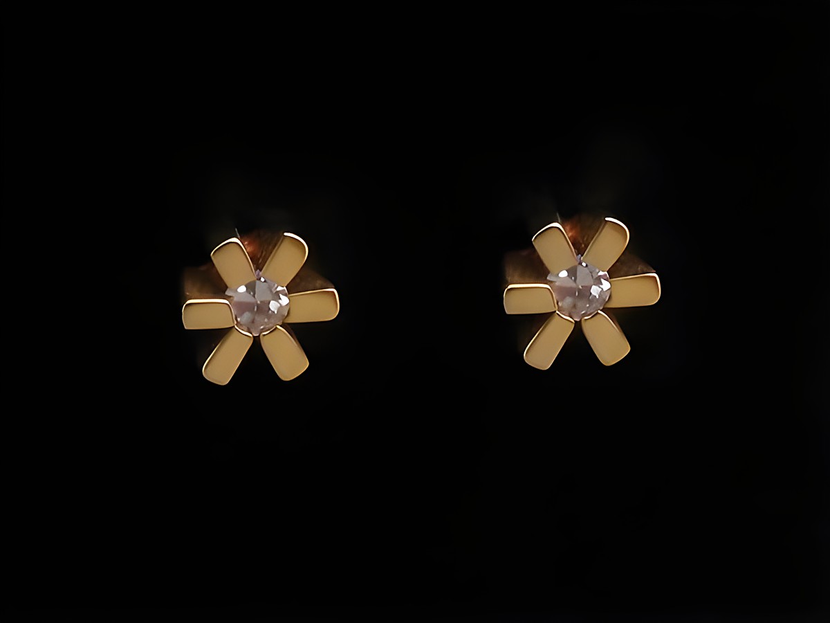 Ohrringe Diamant 0,03 ct. W/P1 DEZENT Gold 585 vom Hersteller Juwelier Harnisch, Brillant und Diamant, in blütenförmigem Design mit funkelnden Diamanten.