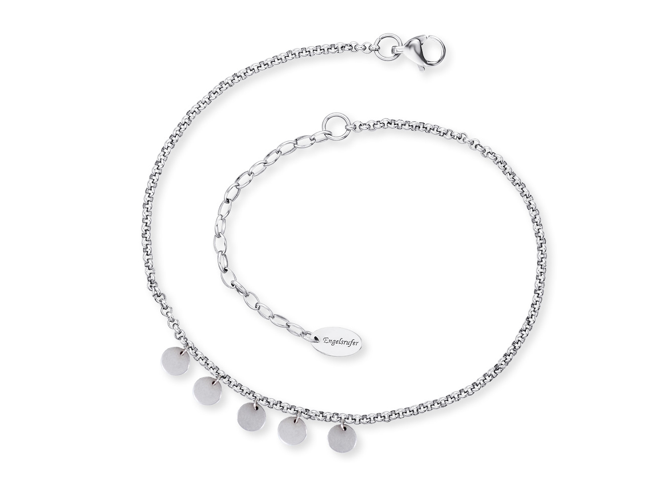 Engelsrufer ERFS-LILLUNA FUßKETTE Fußkettchen Luna - Edelstahl 22 cm Edelstahl Fußkette von Engelsrufer mit einer Länge von 22 cm, verziert mit kleinen runden Anhängern und einem Verschluss, ideal für stylishen Sommerlook.