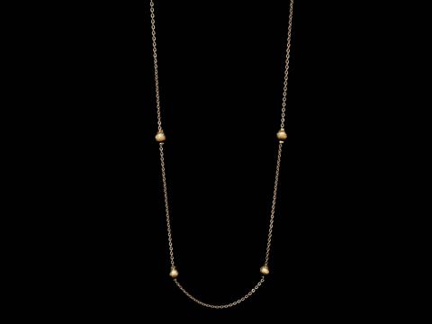 Lange Kette XXL vergoldet mit Rundankern und Kugelelementen, 81 cm lang, hergestellt von Juwelier Harnisch, ideal für eleganten Schmuckstil.