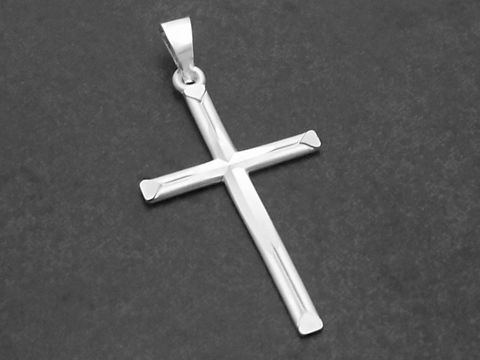 Kreuz Anhänger aus Sterling Silber mit Diamantschliff, Hersteller Juwelier Harnisch, elegantes Design mit feinem Muster, ideal als Schmuckstück oder Geschenk.