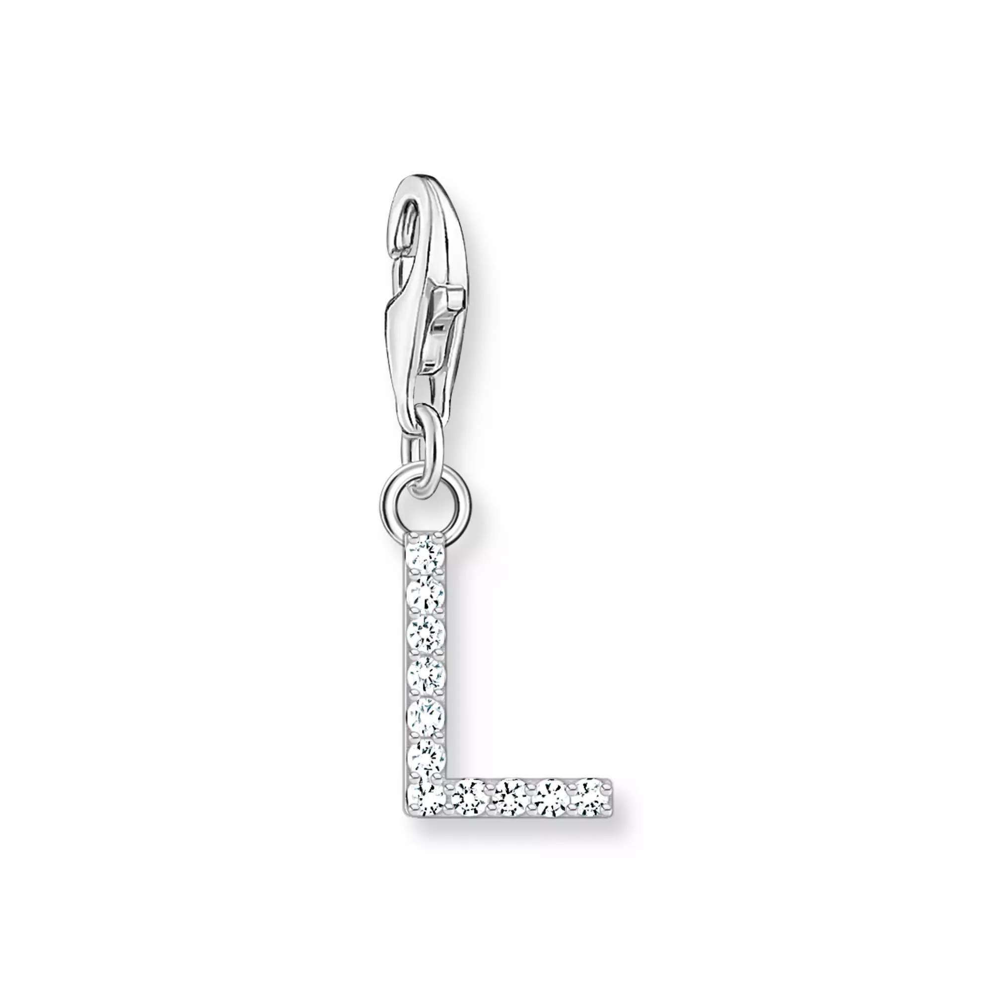 Thomas Sabo Charm-Anhänger - funkelnder Buchstabe L - Silber & Zirkonia - Weiß