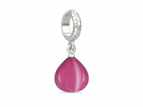 Ein eleganter fuchsiafarbener Tropfen-Charm aus der Jennifer Lopez JLO Kollektion, aus Silber mit einem einzigartigen Design, ideal für stilvolle Schmuckstücke.