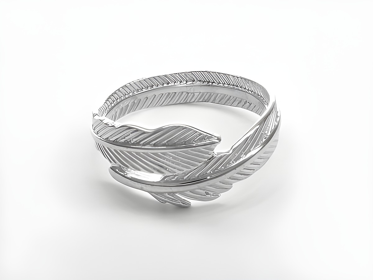 Silber Ring aus Sterling Silber mit federförmigem, verschlungenem Design in Größe 54, Hersteller: Juwelier Harnisch. Elegantes und romantisches Schmuckstück für besondere Anlässe.