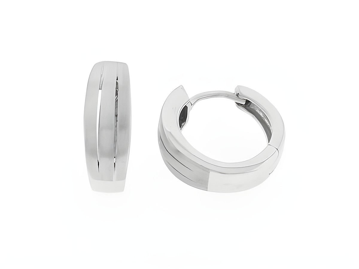 Silber Creolen rhodiniert mit einem Durchmesser von 1,3 cm, Hersteller Juwelier Harnisch, elegantes Design bis 15 mm für einen zeitlosen Look.