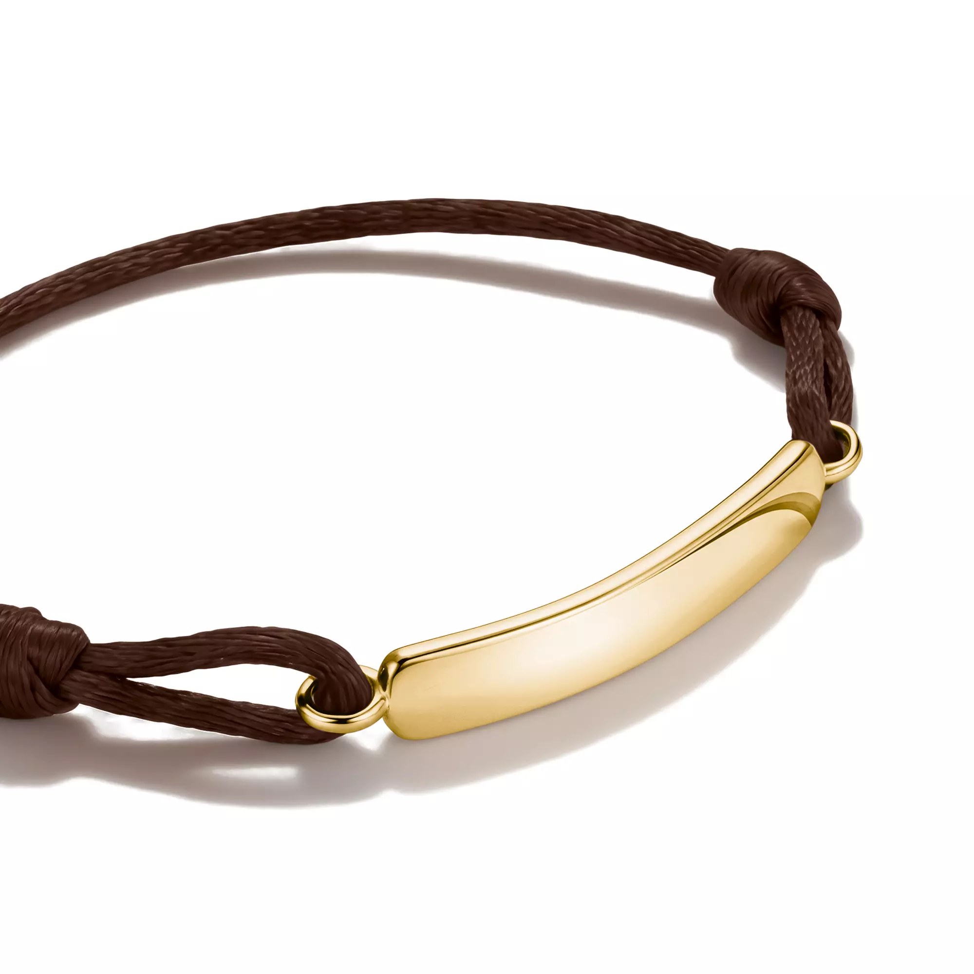 Thomas Sabo Together - Gravur-Armband - 24 cm - 18K Gelbgold-Vergoldung & Textil - braun – Ansicht 2