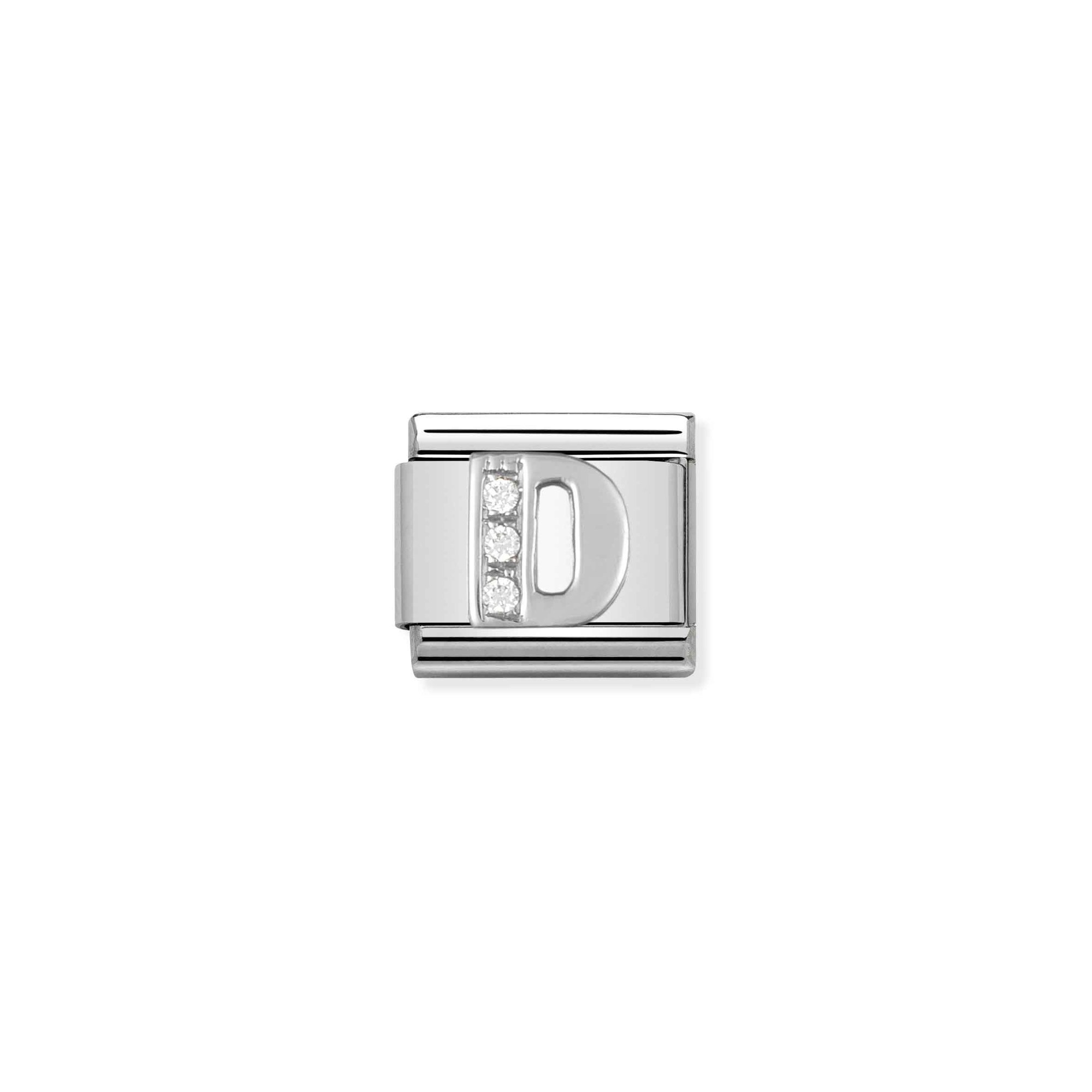 Nomination Composable Classic Charm Buchstabe D - Edelstahl, Sterling Silber, Zirkonia