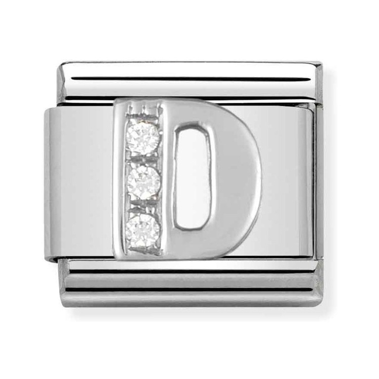 Nomination Composable Classic Charm Buchstabe D - Edelstahl, Sterling Silber, Zirkonia