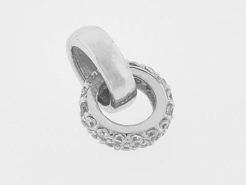 Silber Anhänger in trendigem Design aus rhodiniertem Metall mit Zirkonia-Steinen, hergestellt von Juwelier Harnisch, ideal für modische Akzente.