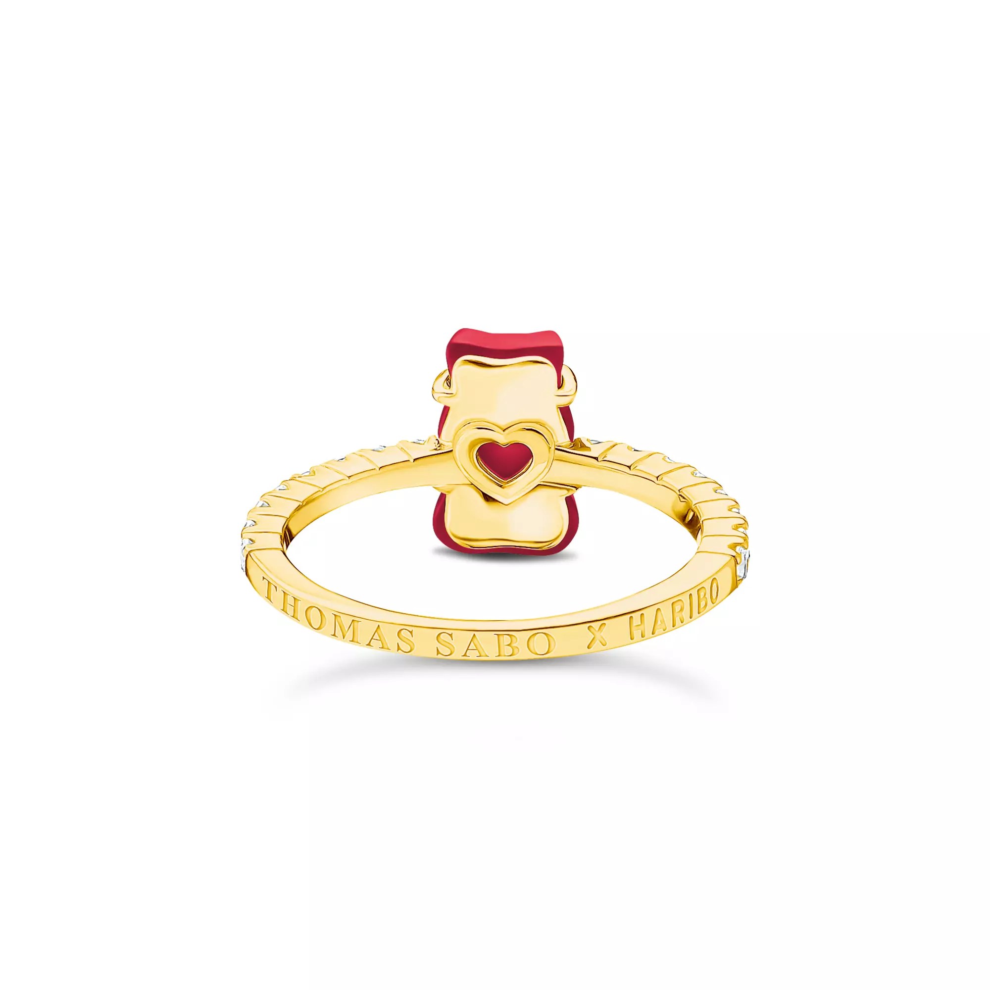 Thomas Sabo HARIBO Ring mit Goldbär - Gummibärchen - BlauRot - Silber Gelbgold verg. & Zirkonia - Rot – Ansicht 2