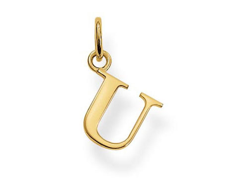 Thomas Sabo U Buchstaben Anhänger aus Silber vergoldet in Gelbgold, elegante und stilvolle Ausführung, perfekt für persönliche Akzente in Schmuckdesign.