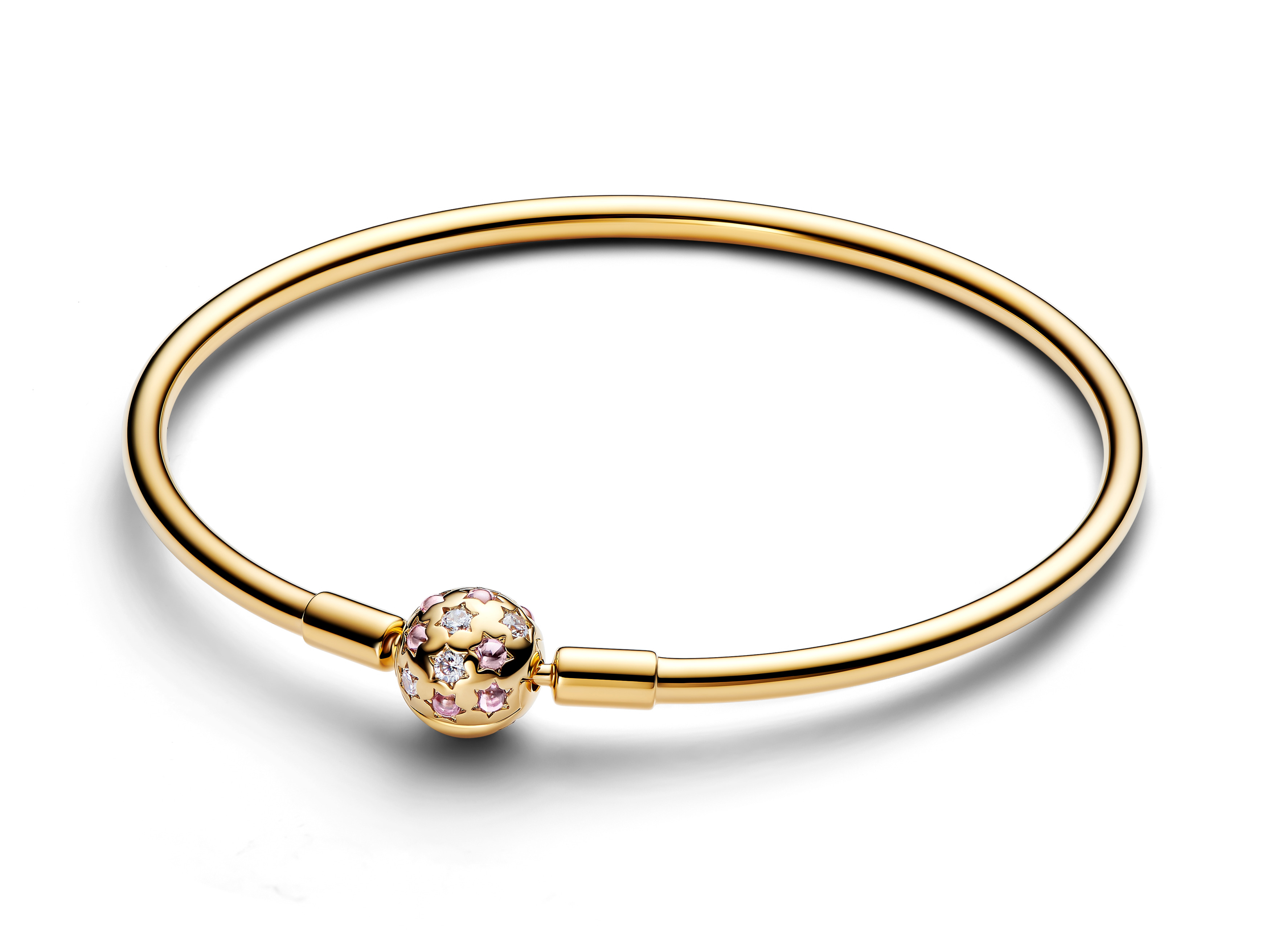 Pandora 564639C01-21 - Stern Armreif mit Kugelverschluß - Gelbgold Vergoldung - Zirkonia Pink - 21 cm