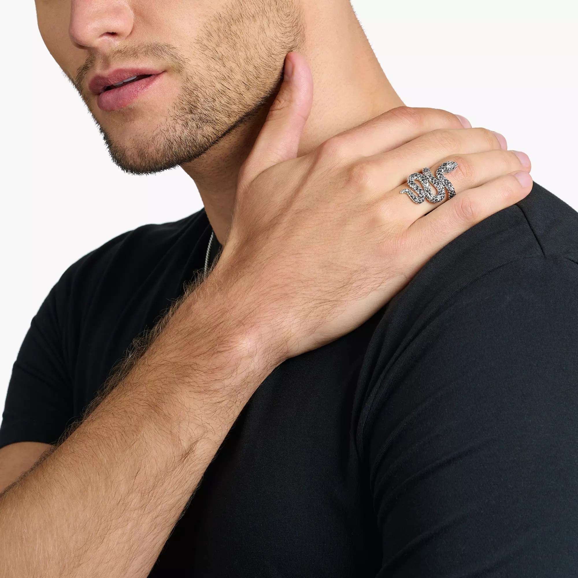 Thomas Sabo Ring geschwärzt Schlange – Silber – Zirkonia – große Schlange – Ansicht 2