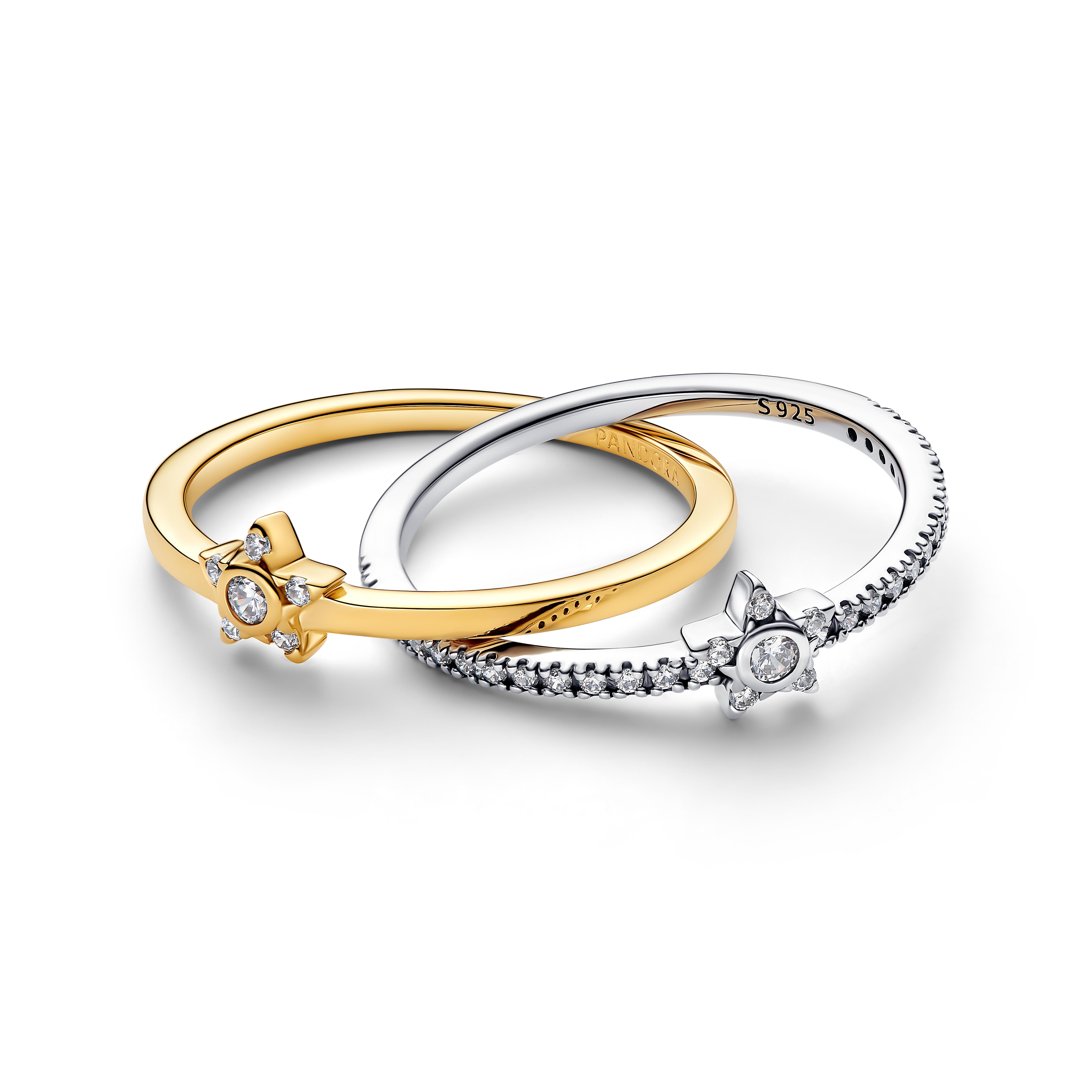 Pandora Timeless - Crossover-Ring Stella Stern - Sterling Silber bicolor – Ansicht 2