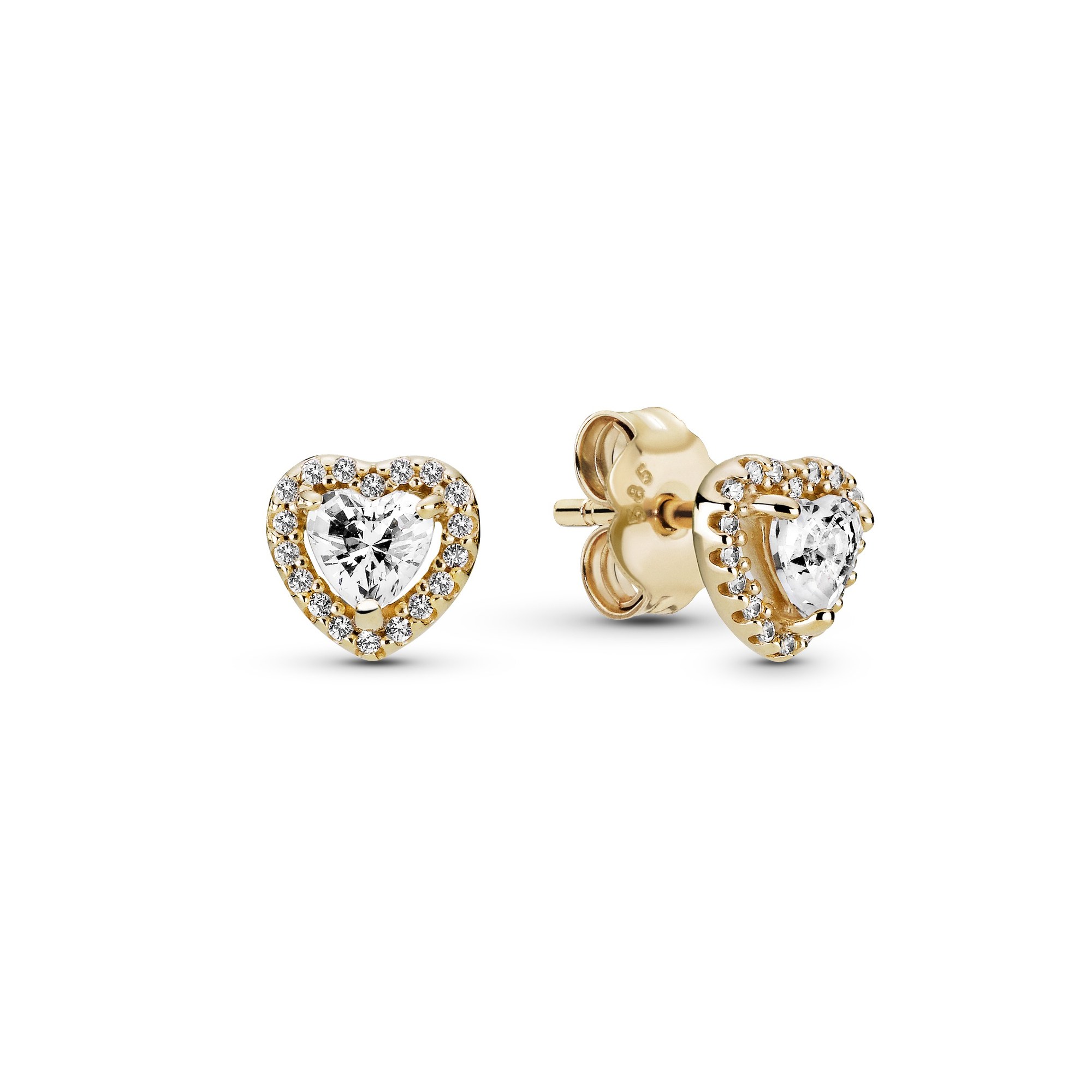 Pandora Gold 585 - ❤ Herz Ohrringe - Zirkonia