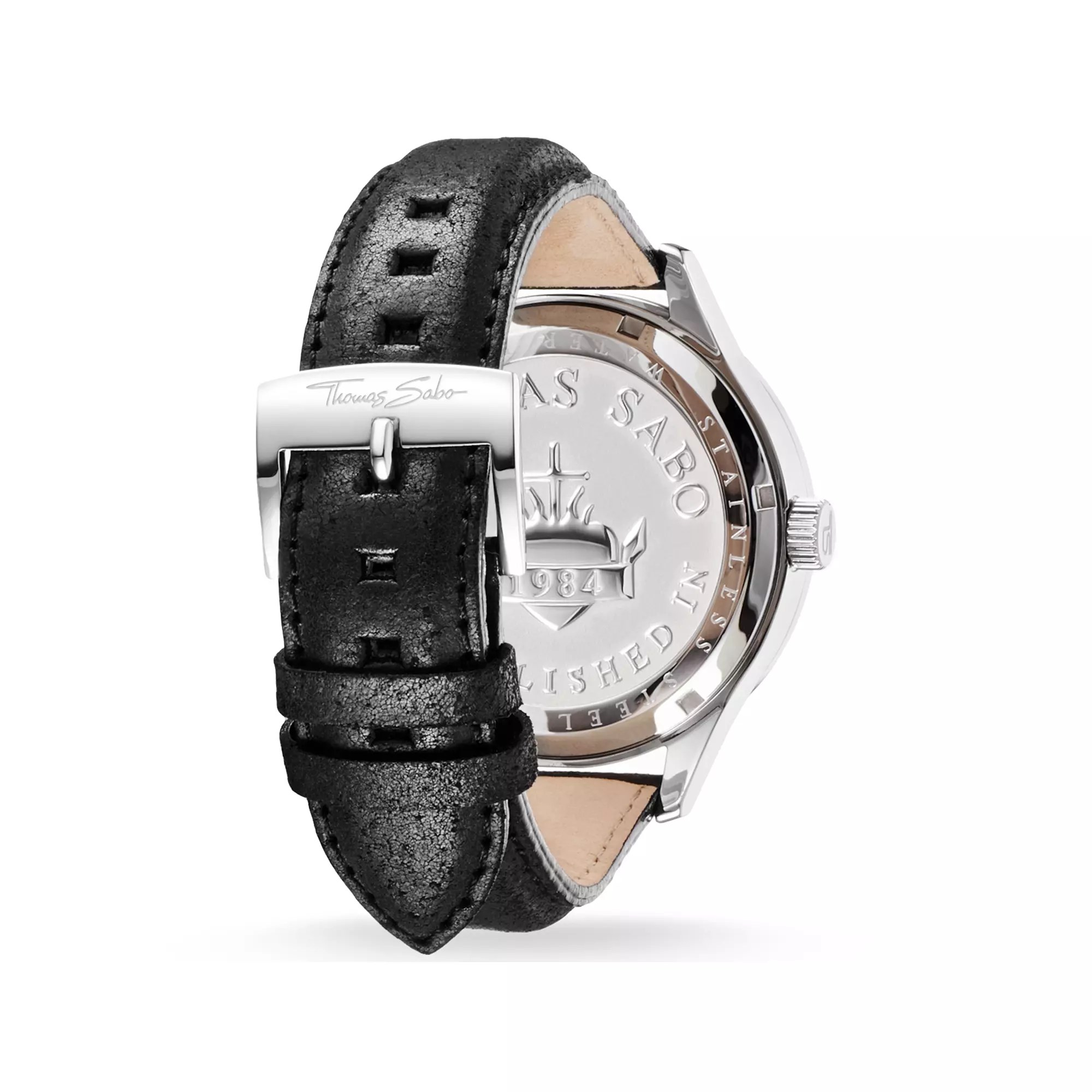Thomas Sabo Edelstahlgehäuse - Lederband schwarz - Herrenuhr – Ansicht 2