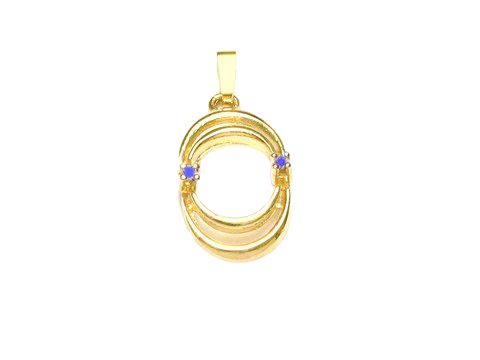 Saphir Saphir Gold Anhänger Designer Schmuck Hersteller Juwelier Harnisch Saphir eleganter Goldanhänger mit zwei blauen Saphiren in einem modernen, geschwungenen Design.