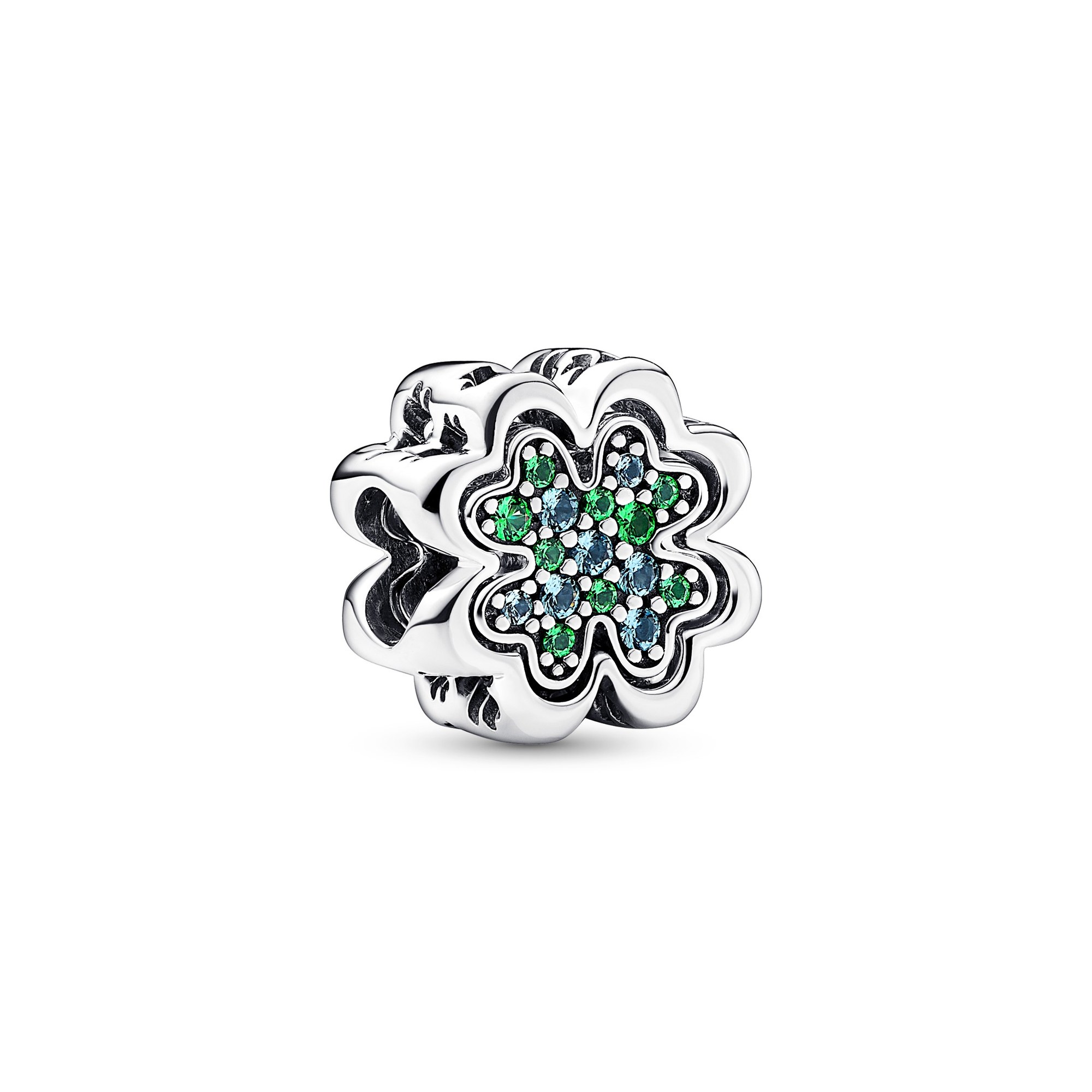Pandora Teilbares Vierblättriges Kleeblatt Charm - Glücksbringer - Sterling Silber - Crystal Grün