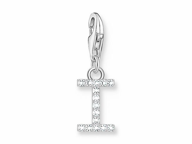 Funkelnder Charm-Anhänger in der Form des Buchstabens I aus Silber und Zirkonia in Weiß, gefertigt von Thomas Sabo, geeignet für individuelles Schmuckdesign.