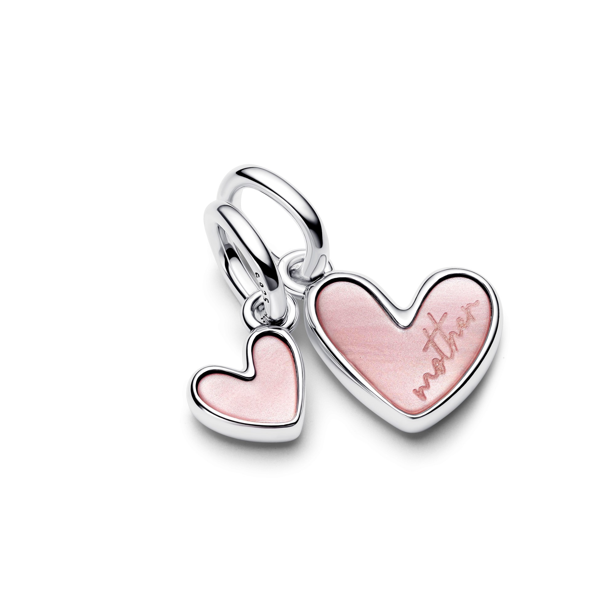 Pandora Charm - Splittbarer Mutter & Tochter - Sterling Silber - synth. Perlmutt Pink – Ansicht 4