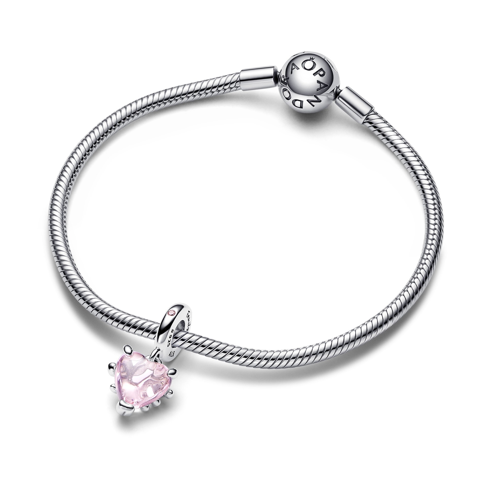 Pandora Rosafarbener Stammbaum & Herz Charm-Anhänger - Sterling Silber Ansicht 3 – Ansicht 3