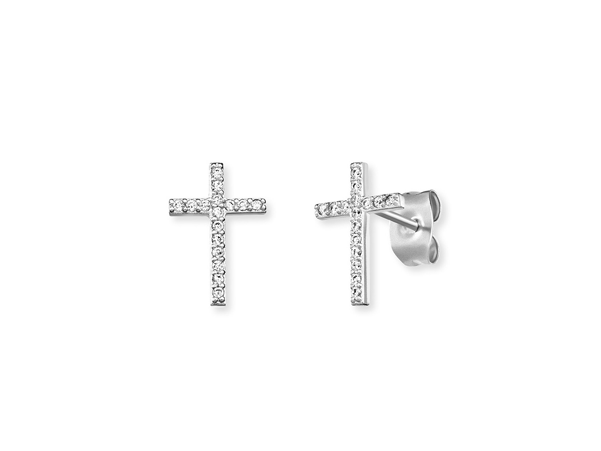 Engelsrufer ERE-LILCROSS-ZI-ST LILCROSS Ohrstecker Kreuz mit Zirkonia - Silber rhod. Silberne Kreuzohrringe mit Zirkonia-Steinen, rhodiniert von Engelsrufer, elegant und funkelnd, ideal für den täglichen Gebrauch oder besondere Anlässe.