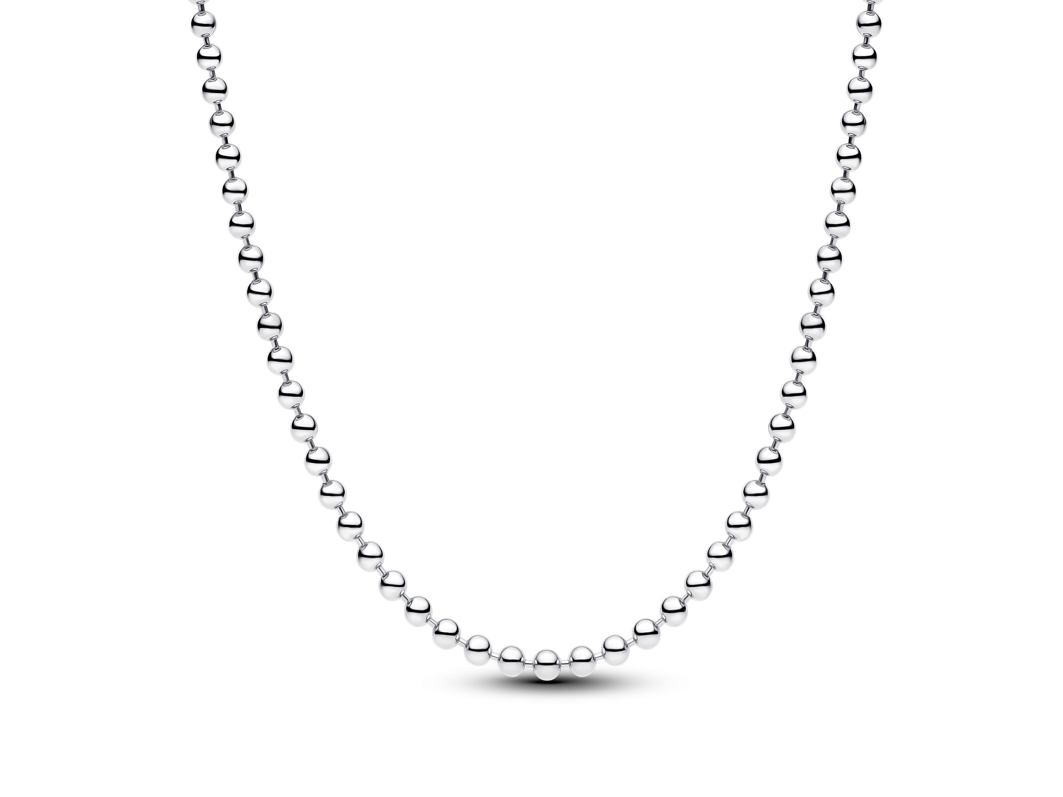 Kugelhalskette aus Silber von Pandora, 50 cm lang, mit gleichmäßigen Kugeln, glänzender Oberfläche, elegante und zeitlose Ausstrahlung, ideal für jeden Anlass.