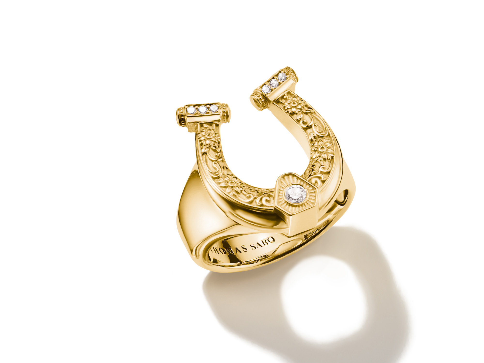 Thomas Sabo TR2509-414-14-56 ELYNDRA Hufeisen  Ring - 750/- Gold auf Silber & Zirkonia - Weiß - Gr. 56