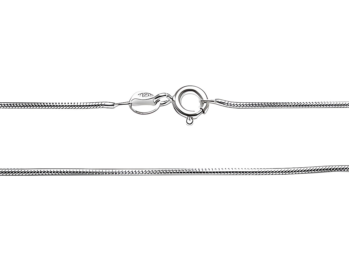 Schlangenkette 38 cm und 1 mm vom Hersteller Juwelier Harnisch, geeignet für Anhänger bis 1,9 mm, mit einem sicheren Karabinerverschluss aus Edelstahl.