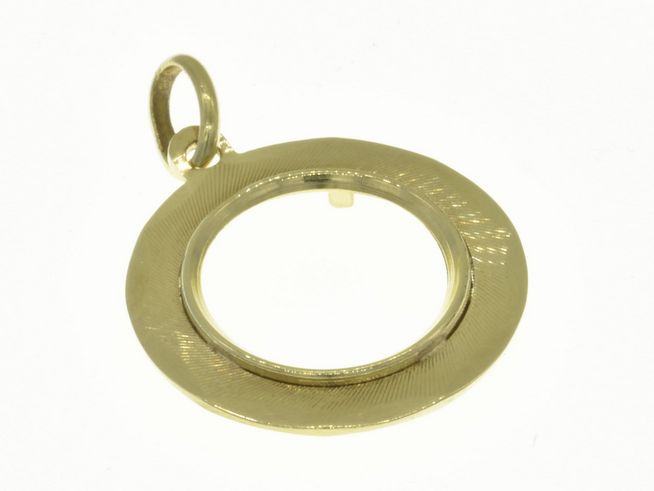 Münzfassung Anhänger aus 585 Gold, diamantiert, mit einem maximalen Münzen Durchmesser von 15,8 mm, hergestellt von Juwelier Harnisch.