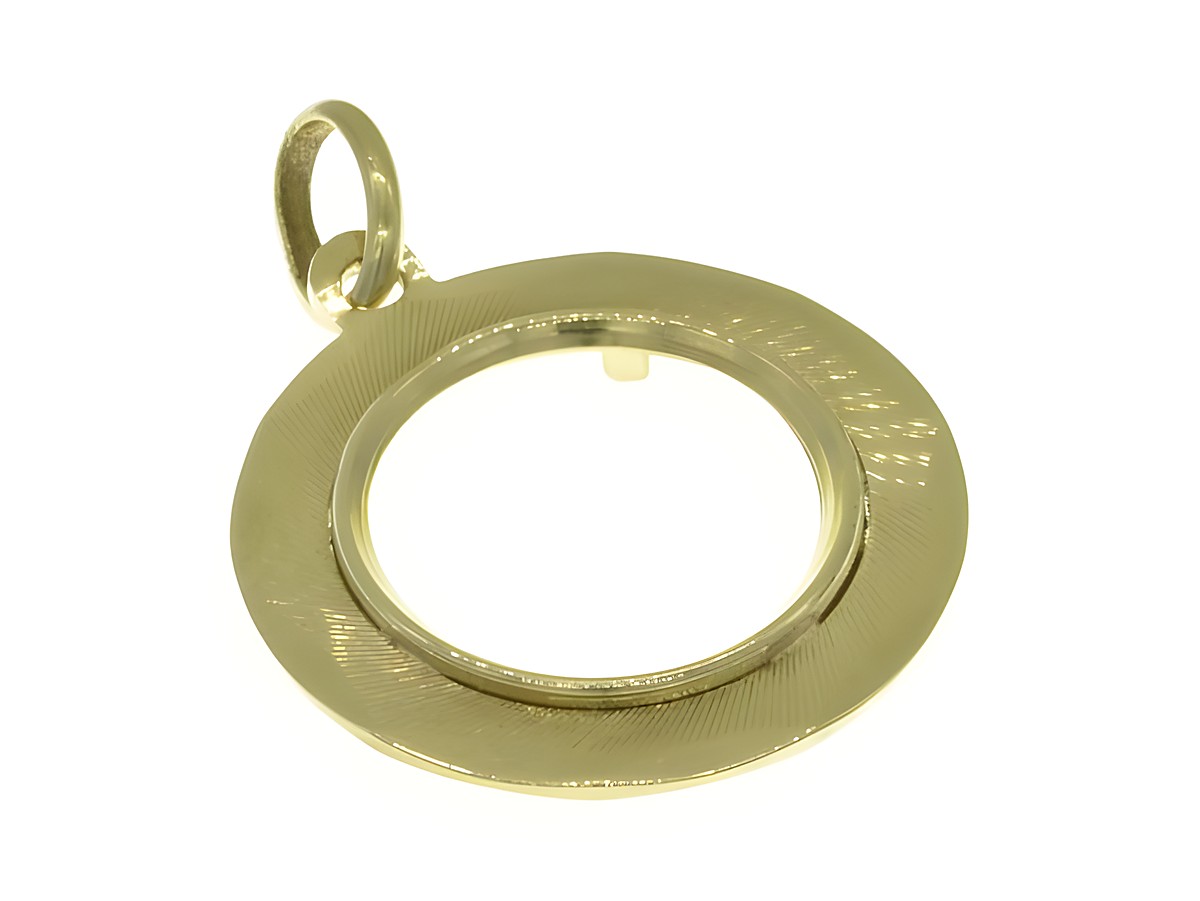 Münzfassung Anhänger aus 585 Gold, diamantiert, mit einem maximalen Münzen Durchmesser von 15,8 mm, hergestellt von Juwelier Harnisch.