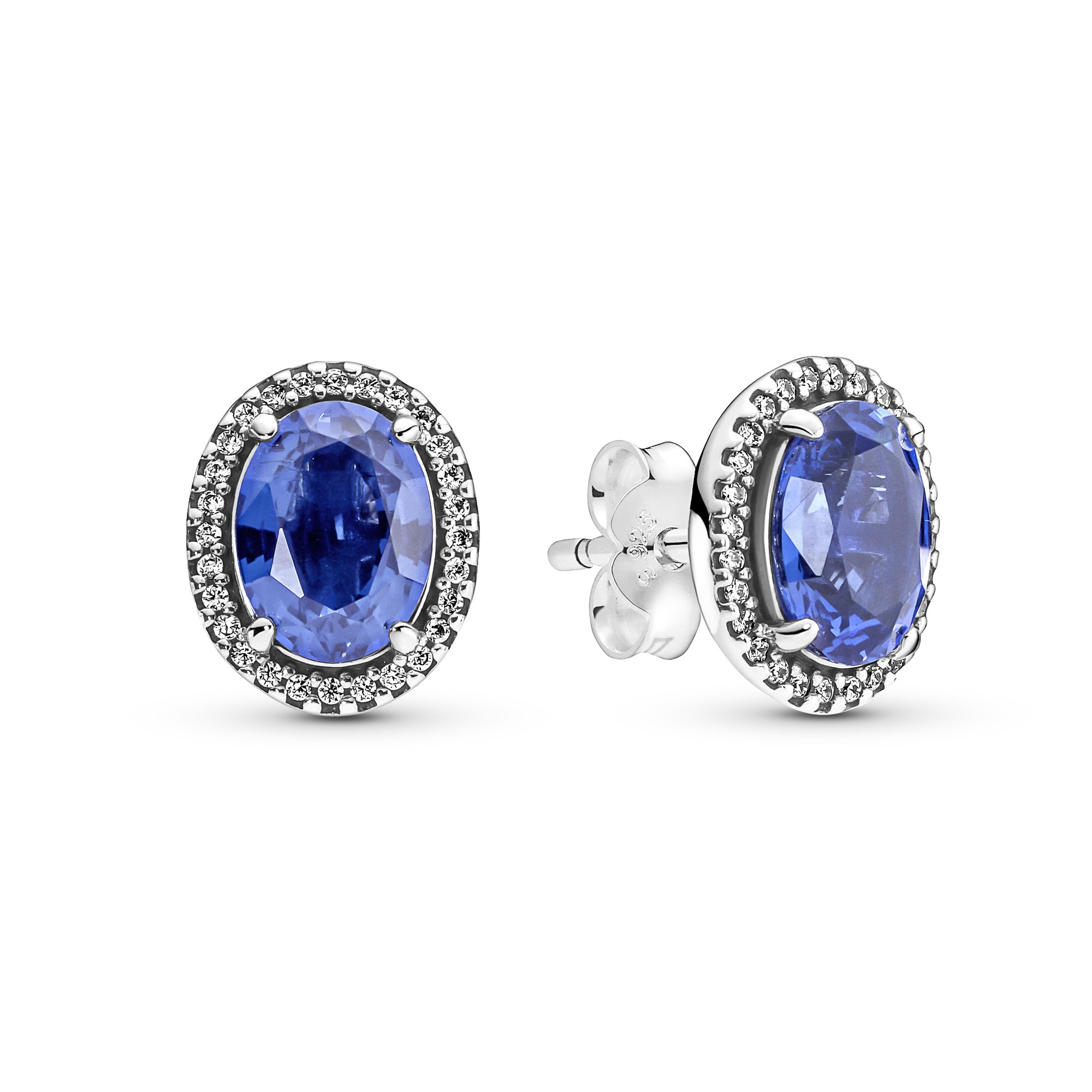 Pandora Ohrringe - Funkelnder Statement Halo Ohrring - Sterling Silber - Kristall - Blau