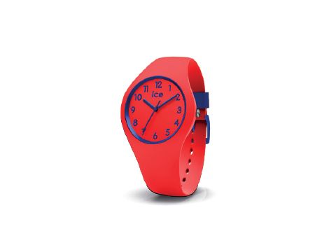 ICE ola kids Circus Small 014429 ist eine bunte Kinderuhr in rot und blau mit einem flexiblen Gehäuse und einem gut lesbaren Ziffernblatt, ideal für kleine Handgelenke.