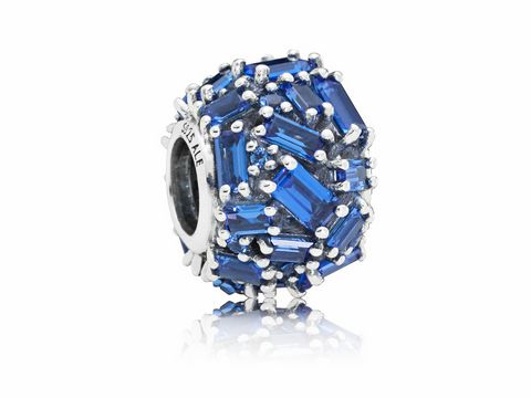PANDORA 797746NSBL - Eiswürfel-Silberanhänger mit meerblauem Kristall