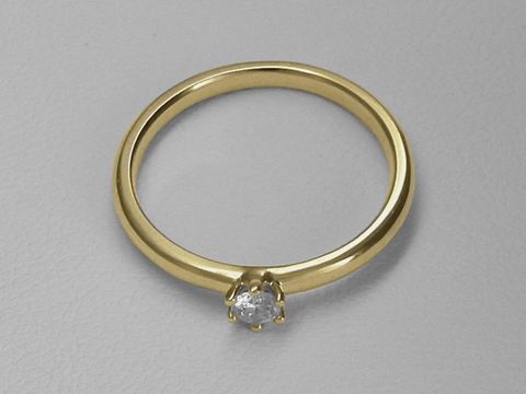 Verlobungsring aus 585 Gold mit einem Brillant von 0,10 ct W/Si in der Größe 48, Hersteller Juwelier Harnisch, geeignet bis Größe 50/16.