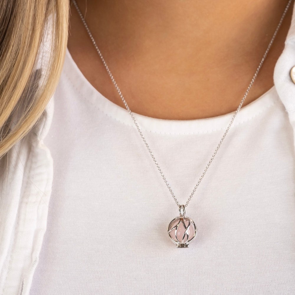 Engelsrufer HEAL Kette Powerful Stone - Kraftstein - Rosenquarz - Silber rhodiniert Rosa 42cm Gr. XS – Ansicht 2