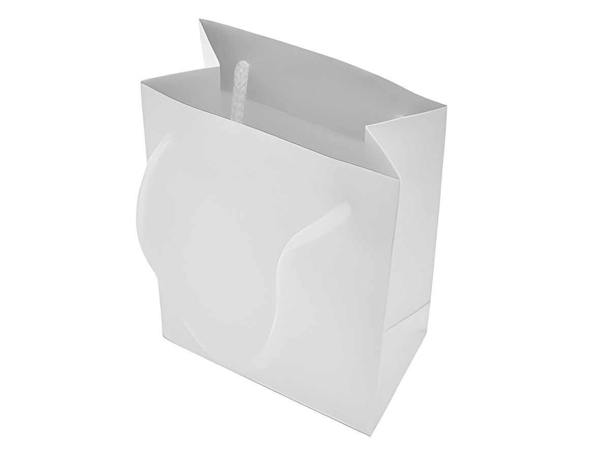 Weiße Papier-Tüte 10 x 7 cm von Juwelier Harnisch, ideal als Geschenkbox für besondere Anlässe. Elegant und schlicht, perfekt zum Verpacken von Schmuck oder kleinen Geschenken.