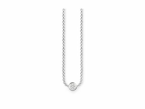 Collier von Thomas Sabo aus Silber mit einem weißen Diamanten als Anhänger, 45 cm lang, schlicht und elegant für jeden Anlass, perfekte Ergänzung für jedes Outfit.