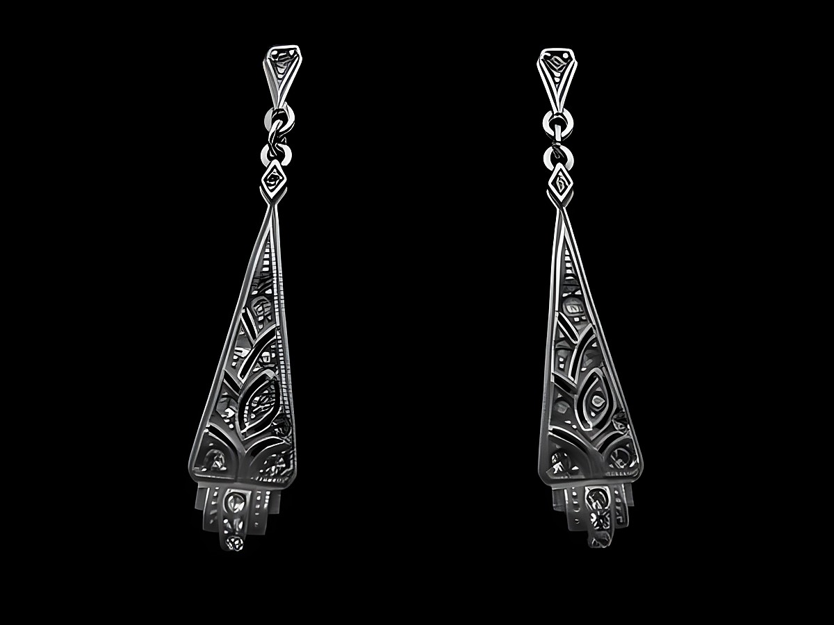 Silber Ohrringe mit einem nostalgischen, königlichen Design, geschwärzt und verziert mit Zirkonia, Hersteller: Juwelier Harnisch, elegante Ohrhänger mit Stein.