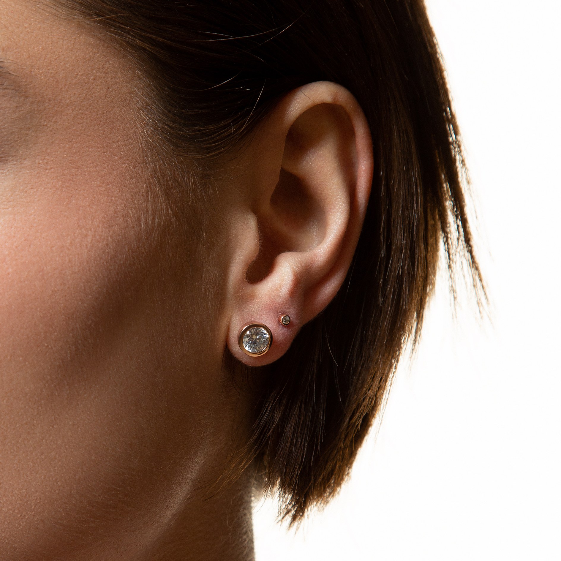 XENOX Sterling Silber Ohrringe XS3514R - ZARGE ROSÈ - Roségold vergoldet - Zarge – Ansicht 2