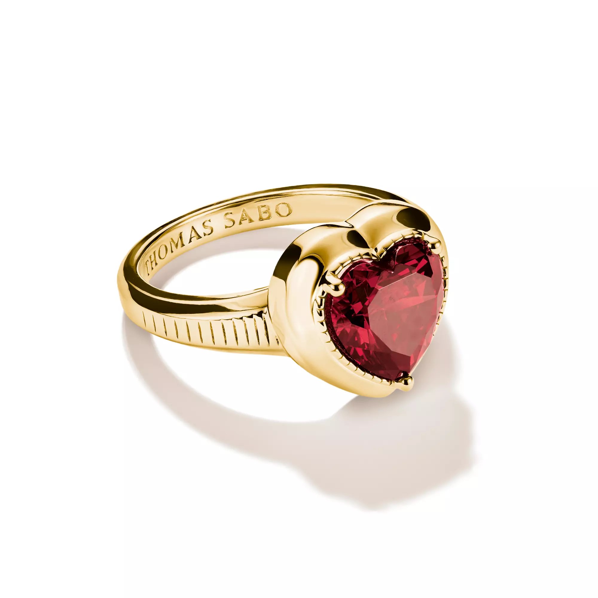 Thomas Sabo ELYNDRA HERZ Ring - 750/- Gold auf Silber & Zirkonia - Rot – Ansicht 3